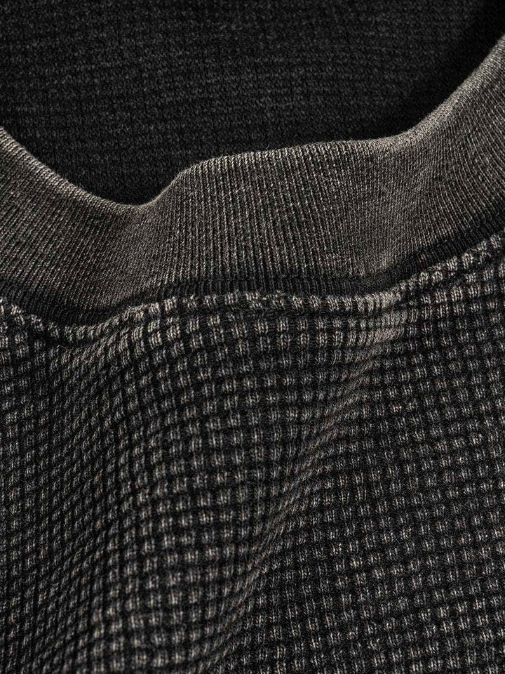 Light Up Pack Waffle-Texture Washed Boxy T-Shirt Unisex Graphic Smoke - BLACK CARTA