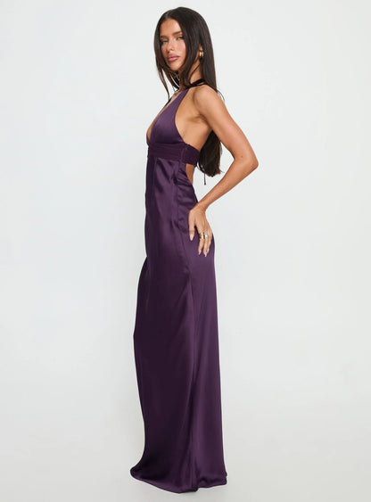 Odyssa Halter Maxi Dress Purple VIP