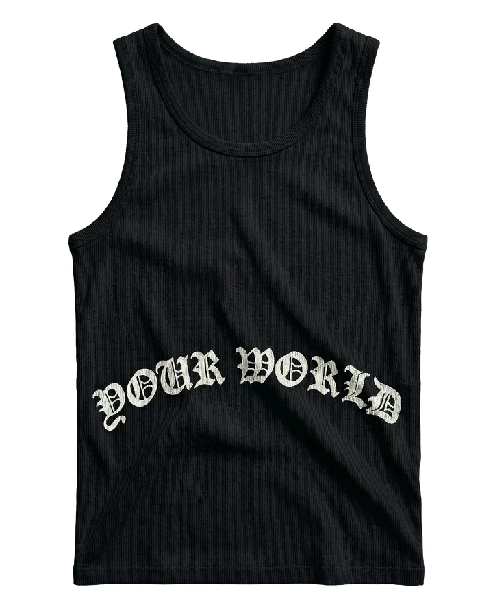 Your World Old English Rib Black Tank Top Fitted - BLACK CARTA