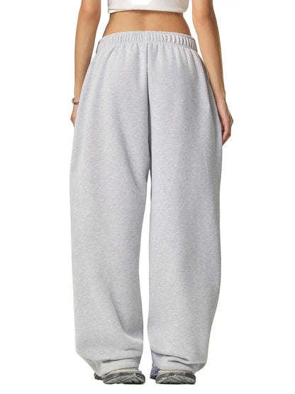 Phantom Core Grey Tracksuit Contrast-Stitched Fleece Sweatpants Streetwear