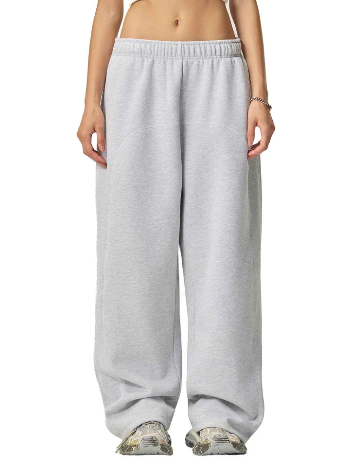 Phantom Core Grey Tracksuit Contrast-Stitched Fleece Sweatpants Streetwear