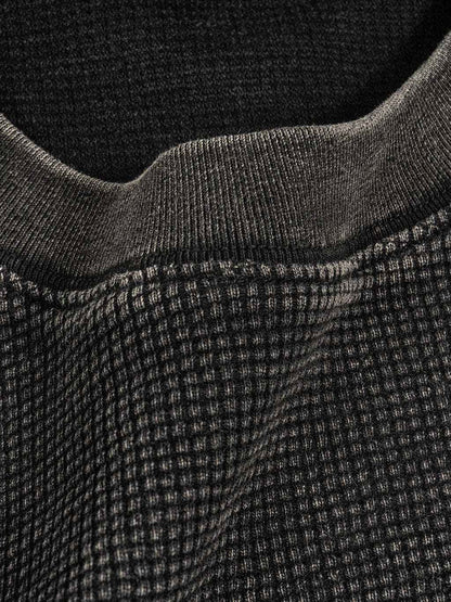 Light Up Pack Waffle-Texture Washed Boxy T-Shirt Unisex Graphic Smoke - BLACK CARTA