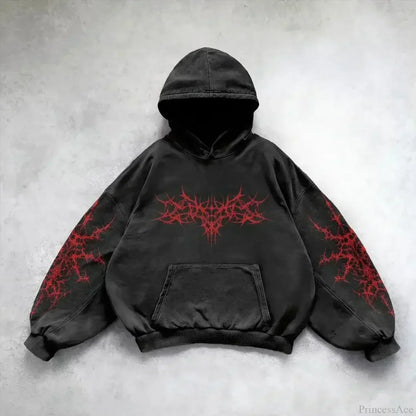 Leaf Camouflage Loose Sweatshirt Hoodie - Black Carta