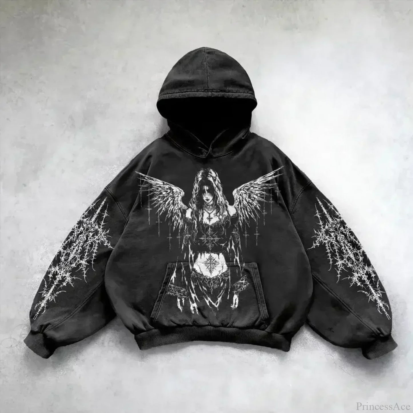 Leaf Camouflage Loose Sweatshirt Hoodie - Black Carta