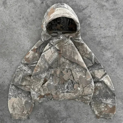 Leaf Camouflage Loose Sweatshirt Hoodie - Black Carta