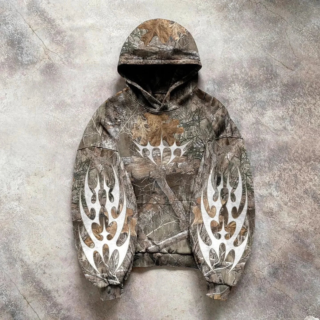 Leaf Camouflage Loose Sweatshirt Hoodie - Black Carta